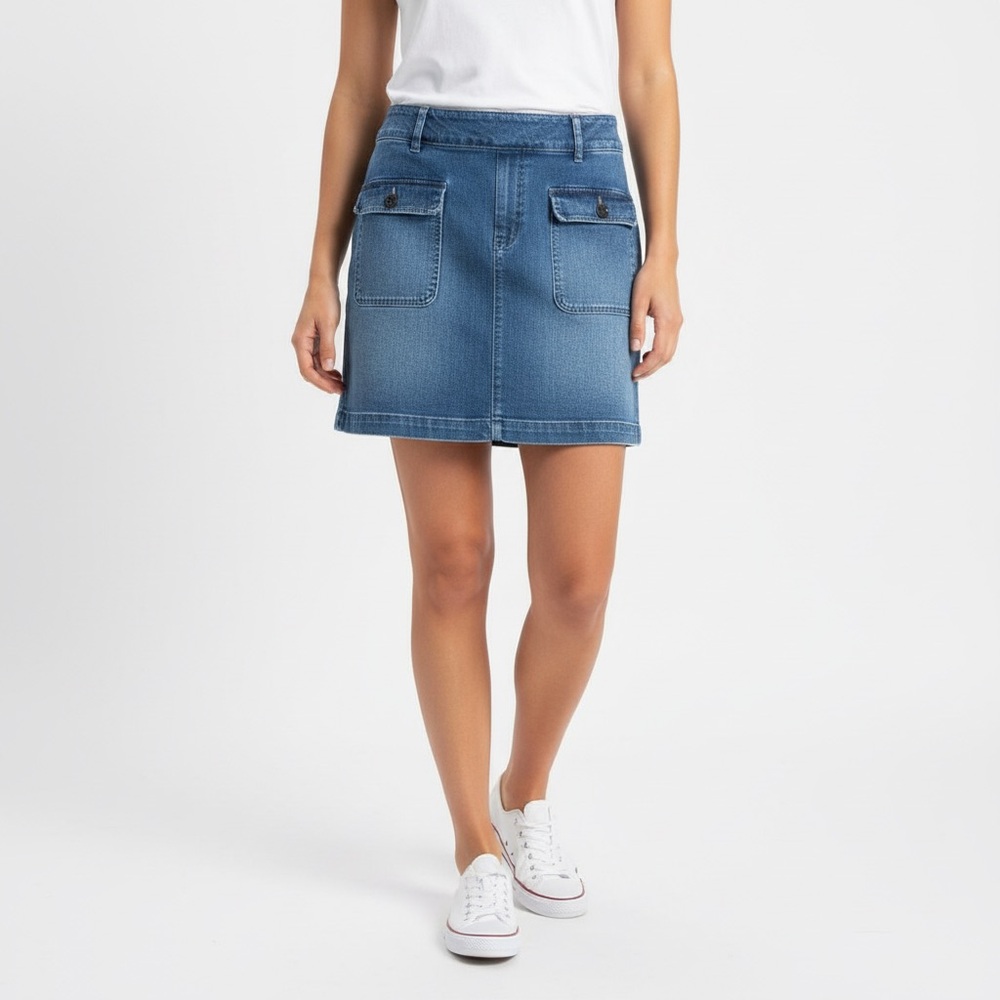 LOFT Denim Mini Skirt in Medium Blue